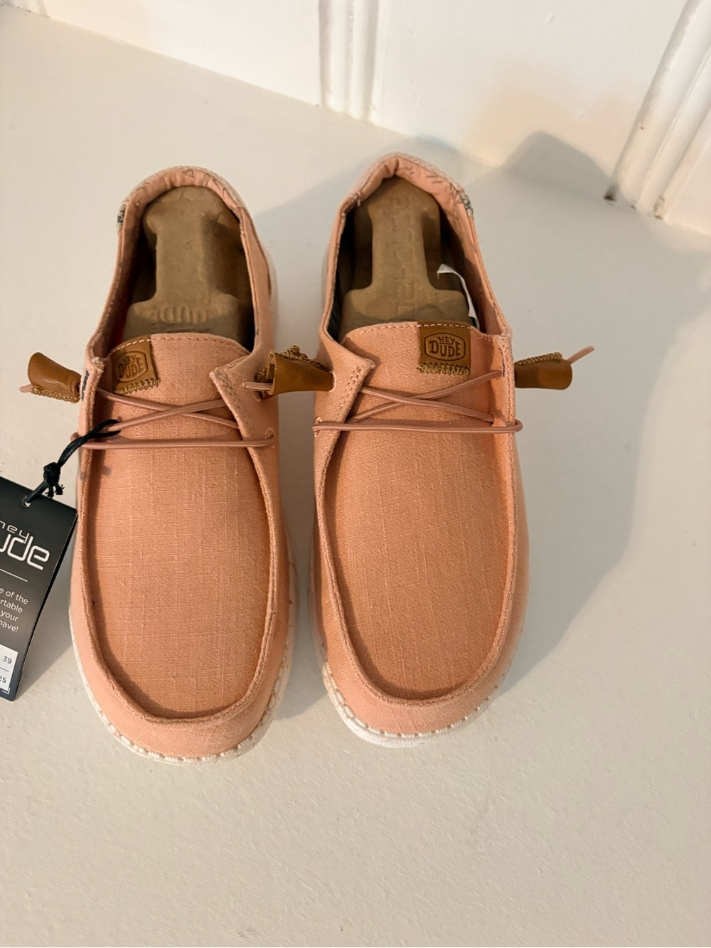 Hey Dude Peach/Pink Canvas Slip-On Casual Shoes